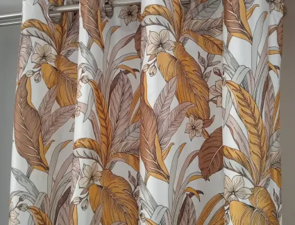 Zasłona welurowa Liście brązowy rudy